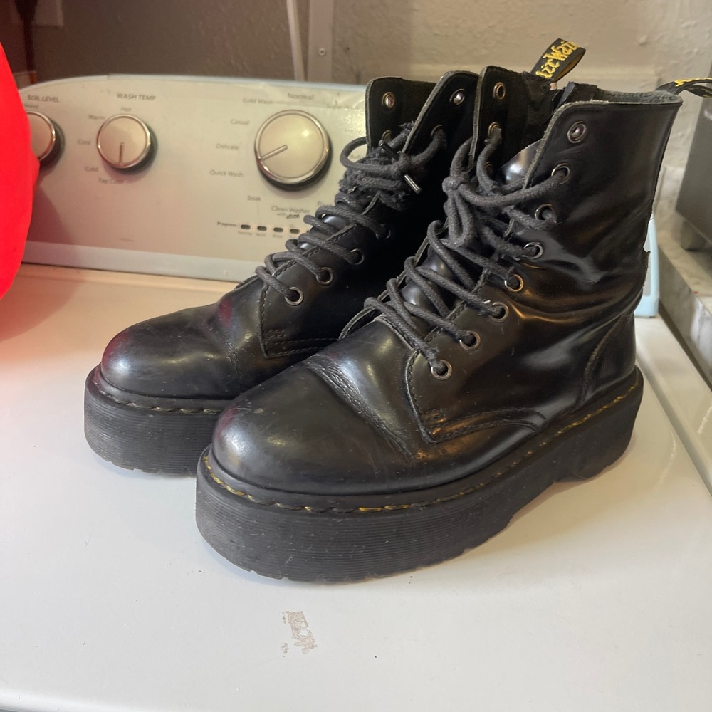Black Platform Lace-Up Boots